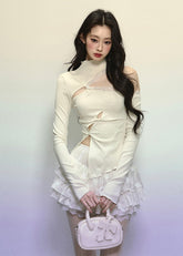 Off-Shoulder Lace Long Sleeve